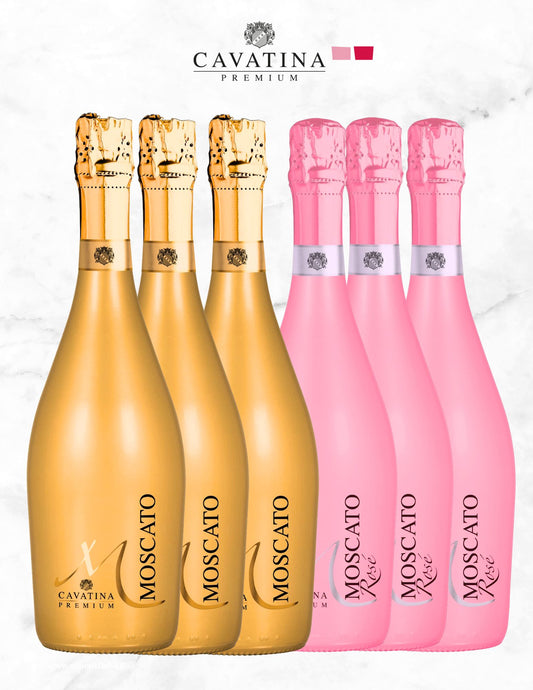 Moscato Cavatina Premium Spumante Dolce 3 Rosés- 3 blancs/ Carton 6xBouteilles