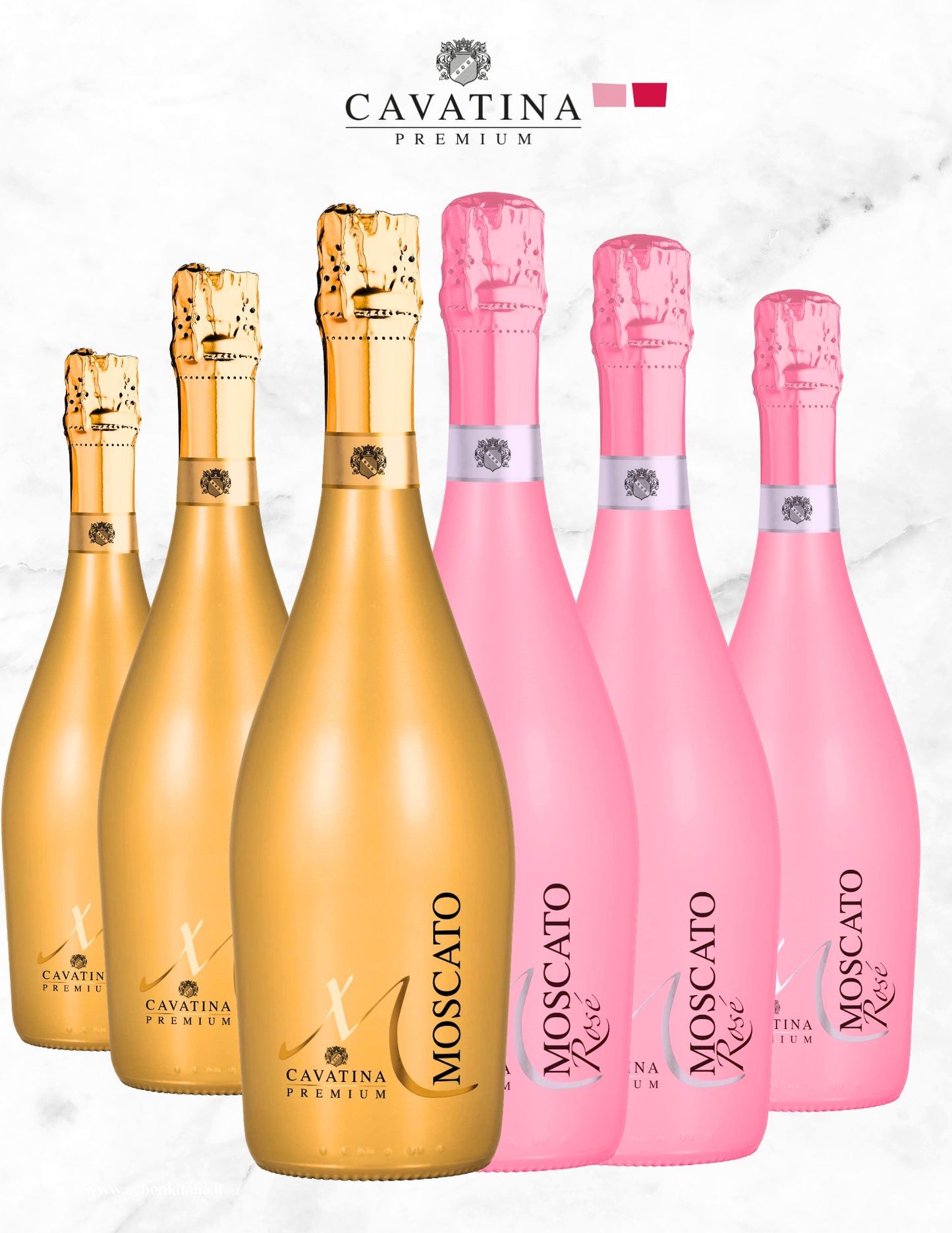 Moscato Cavatina Premium Spumante Dolce 3 Rosés- 3 blancs/ Carton 6xBouteilles